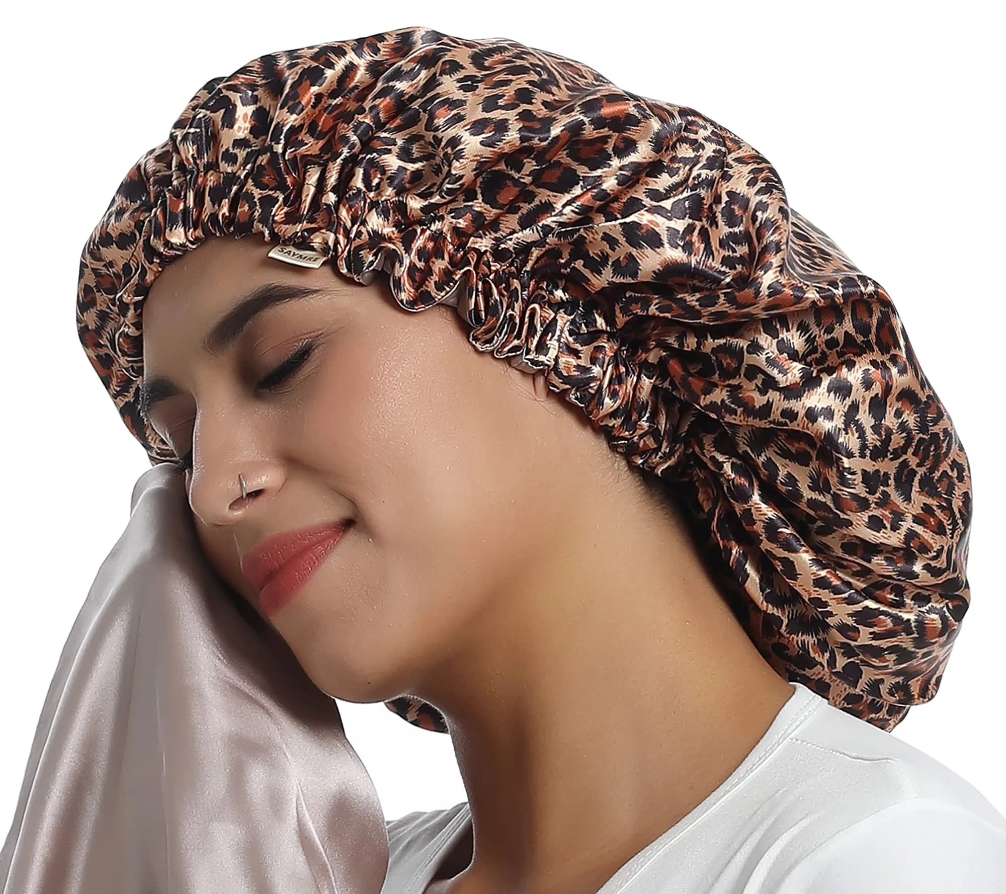 SAYMRE 100% Mulberry Silk Lined Bonnet Adjustable Satin Sleep Cap 19 Momme Silk Bonnet for Women Curly,Long Hair Care | Breathable, Soft & Hair-Friendly