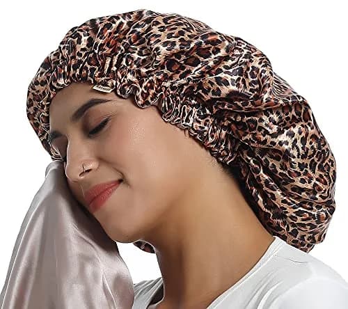 SAYMRE 100% Mulberry Silk Lined Bonnet Adjustable Satin Sleep Cap 19 Momme Silk Bonnet for Women Curly,Long Hair Care | Breathable, Soft & Hair-Friendly thumbnail 1