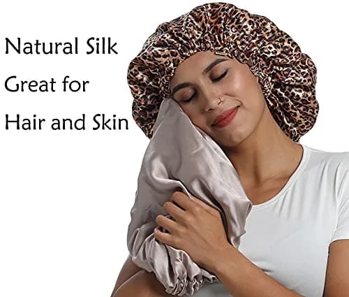 SAYMRE 100% Mulberry Silk Lined Bonnet Adjustable Satin Sleep Cap 19 Momme Silk Bonnet for Women Curly,Long Hair Care | Breathable, Soft & Hair-Friendly thumbnail 3