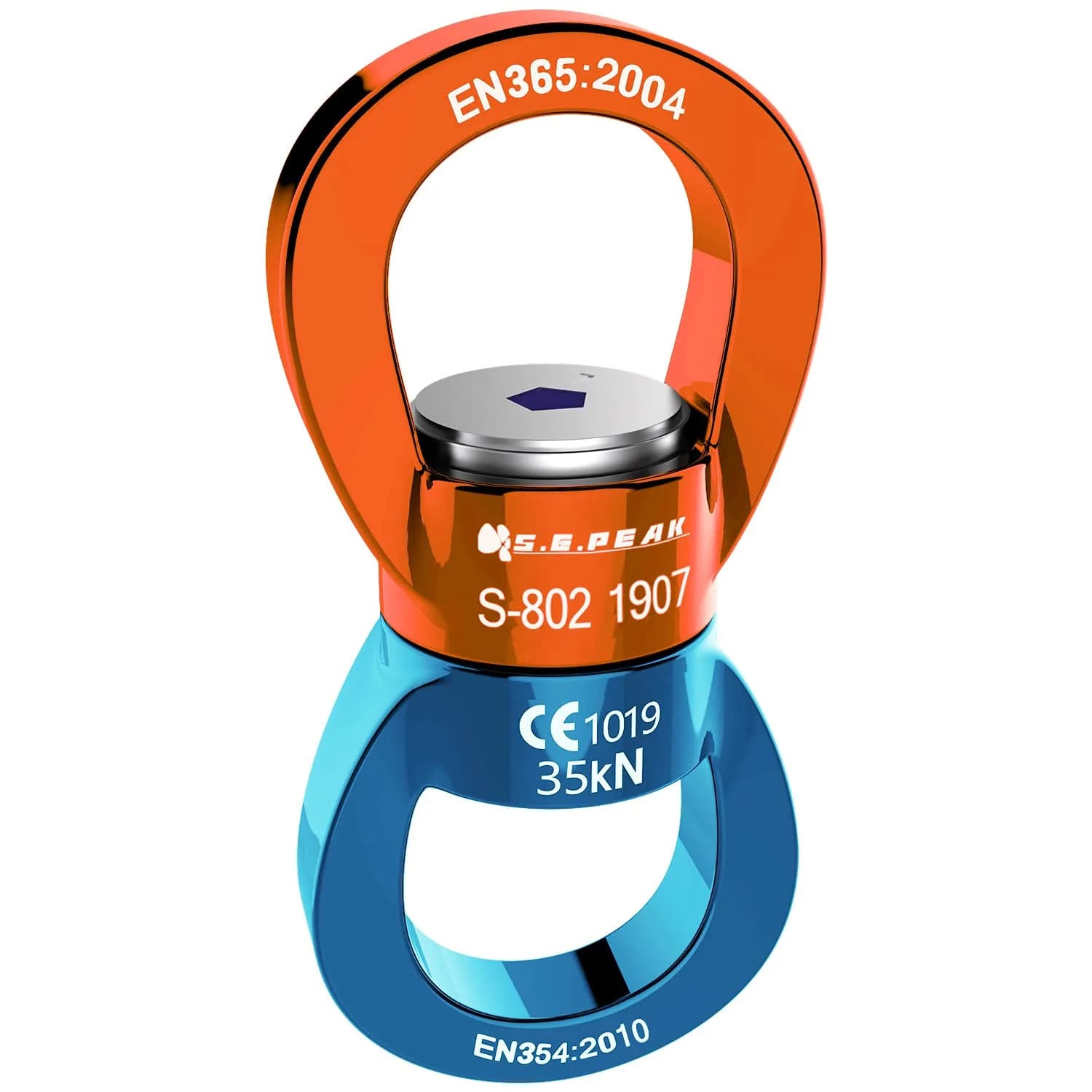 PROND 35kN Swing Swivel Rotational Device with Carabiner, 73g (2.58oz) — Heavy Duty for Tree Swings & Aerial Dance — Orange Blue