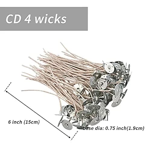 EUPNHY CD Series Candle Wicks for Soy Candles, 100pcs CD 4 6" Pretabbed Cotton & Paper Wicks for Candle Making thumbnail 2