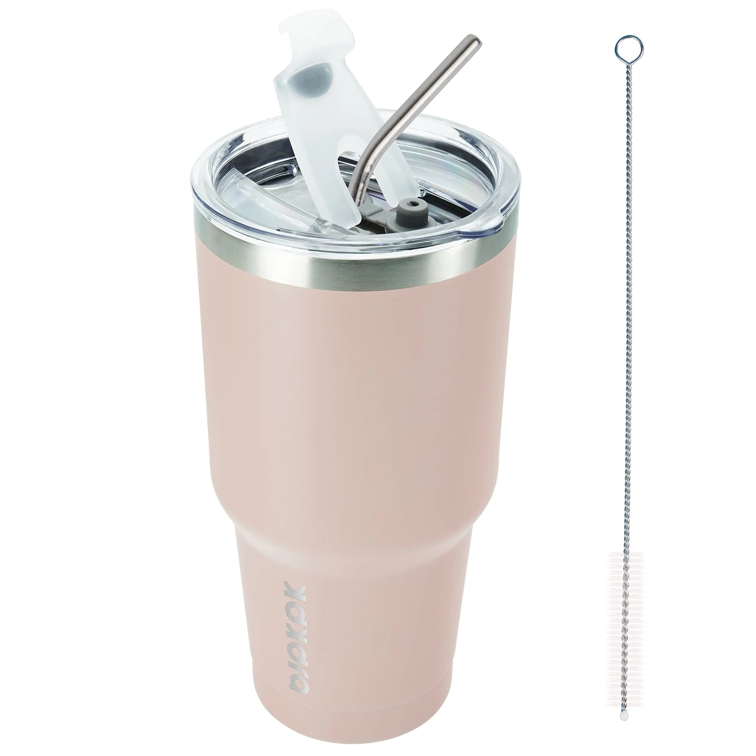 BJPKPK 30 oz (890 ml) Insulated Tumbler with Lid and Straw | Double Wall Vacuum Stainless Steel — Apricot-30oz / 30 Ounces