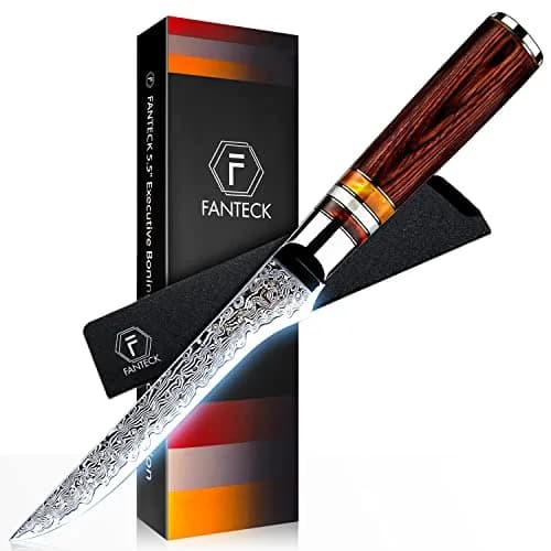F FANTECK 5.5" Damascus Boning Knife | Japanese High Carbon Steel Fillet Knife with Sheath thumbnail 1