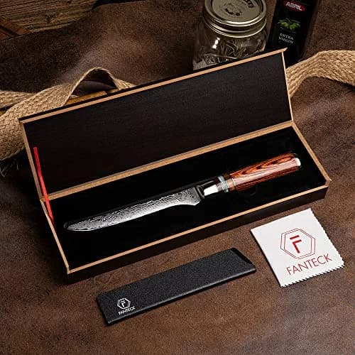 F FANTECK 5.5" Damascus Boning Knife | Japanese High Carbon Steel Fillet Knife with Sheath thumbnail 8
