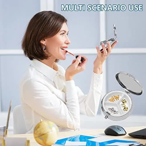 Hion 3 Compartment Pill Box Organizer 1.77" Diameter | Artistic Van Gogh Almond Blossom Pattern thumbnail 5