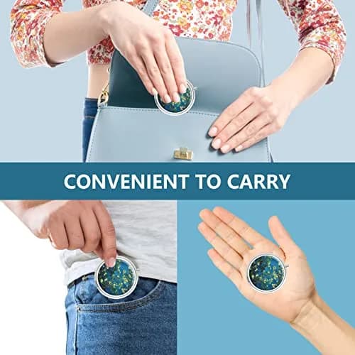 Hion 3 Compartment Small Pill Box Case 1.77" Diameter | Artistic Pattern Portable Pill Container Holder thumbnail 6