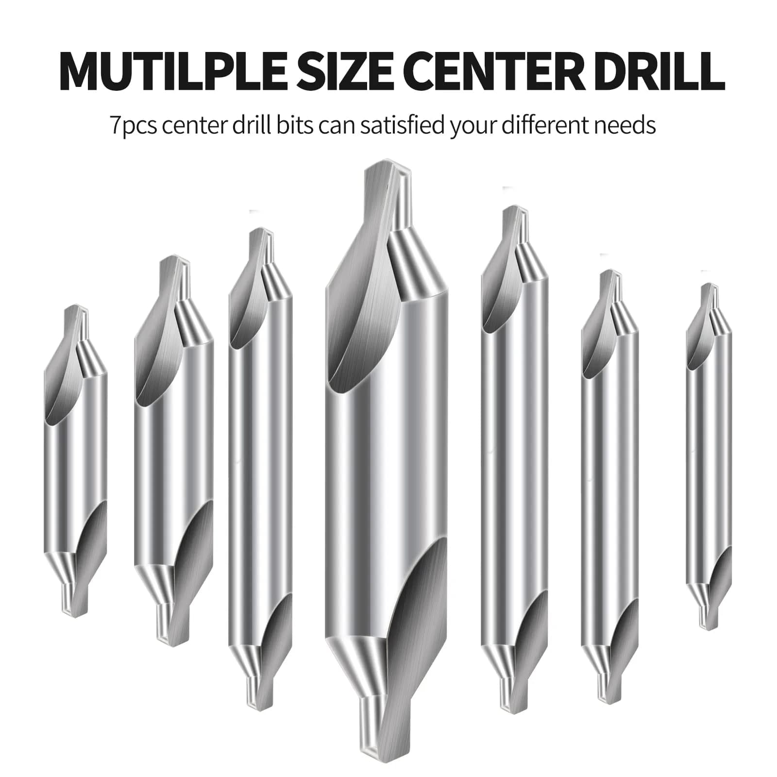 Aleric Center Drill Bits Set - 7 Pcs HSS 60-Degree Countersink Tools | 1.0-5.0mm Sizes - view 5