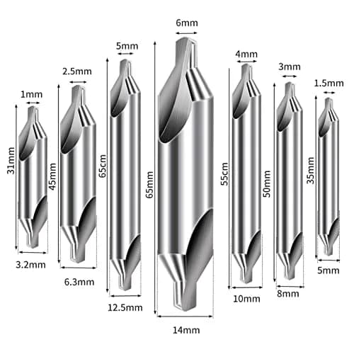 Aleric Center Drill Bits Set - 7 Pcs HSS 60-Degree Countersink Tools | 1.0-5.0mm Sizes thumbnail 6