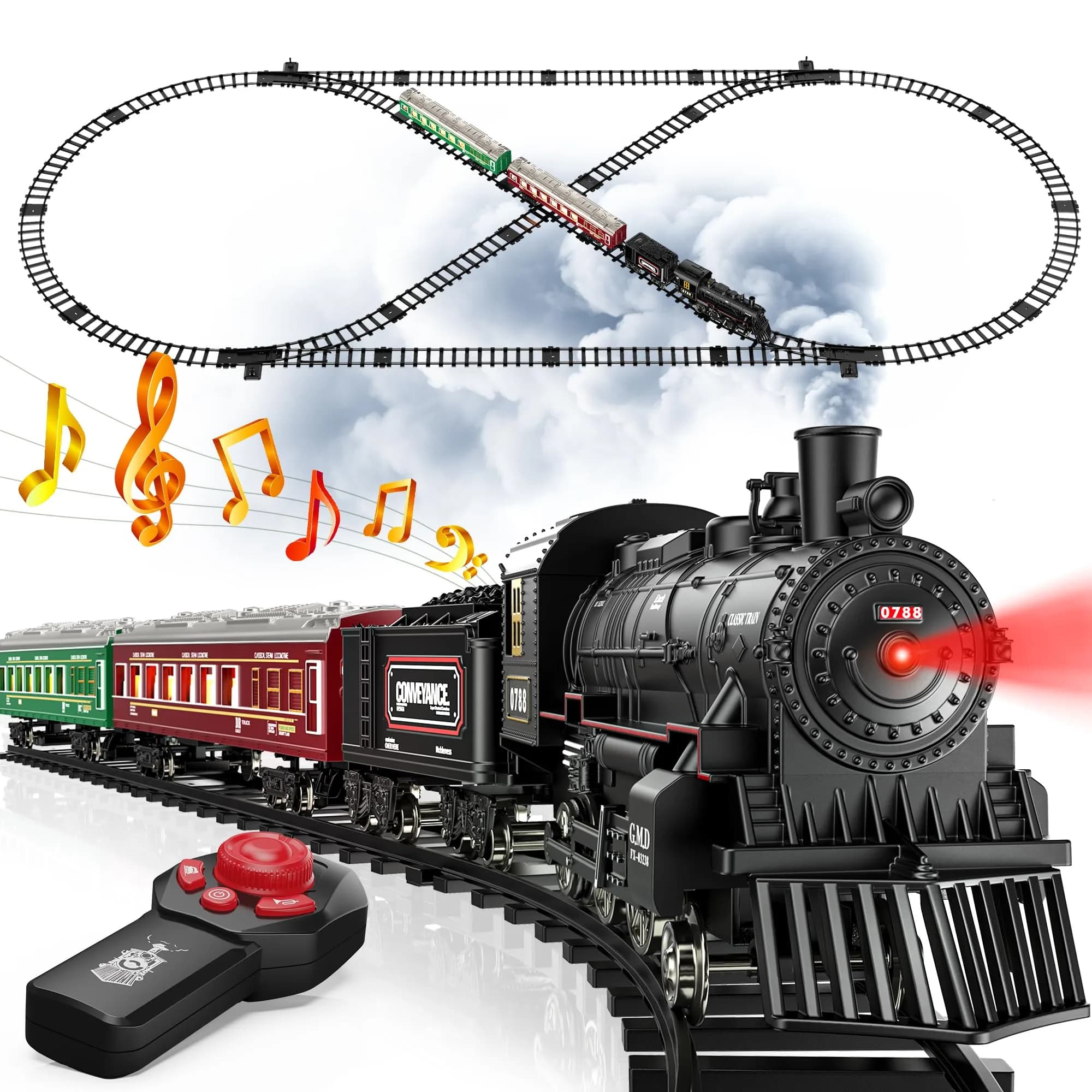 Hot Bee Extra Large Remote Control Train Set with Smoke, Lights & Sound - main product image