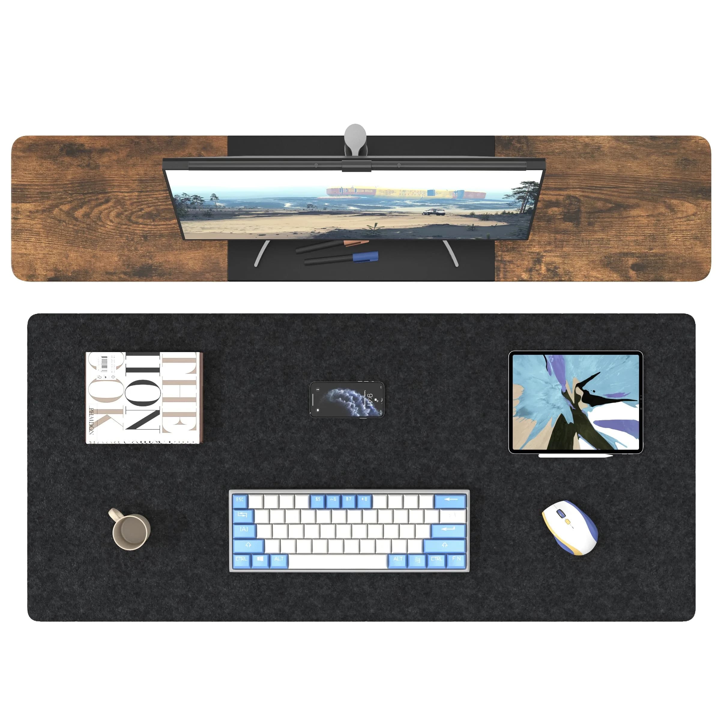 DAWNTREES Large Felt Desk Mat 101cm x 40cm (40''x16'') | Noise-Absorbing & Scratch-Resistant for Office & Home - view 5