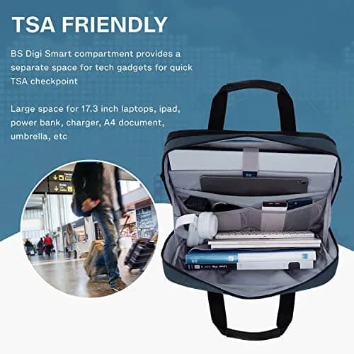 BAGSMART Expandable Laptop Bag 17.3 Inch Briefcase for Men & Women | Dark Blue, TSA Friendly thumbnail 5