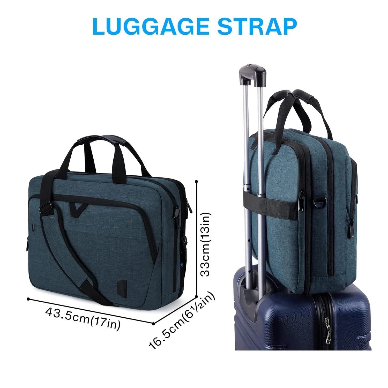 BAGSMART Expandable Laptop Bag 17.3 Inch Briefcase for Men & Women | Dark Blue, TSA Friendly - view 6