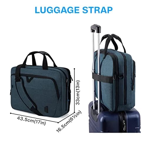 BAGSMART Expandable Laptop Bag 17.3 Inch Briefcase for Men & Women | Dark Blue, TSA Friendly thumbnail 6