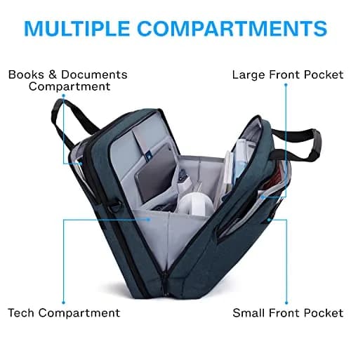 BAGSMART Expandable Laptop Bag 17.3 Inch Briefcase for Men & Women | Dark Blue, TSA Friendly thumbnail 2