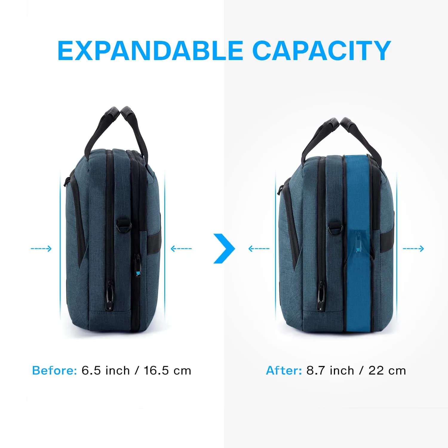 BAGSMART Expandable Laptop Bag 17.3 Inch Briefcase for Men & Women | Dark Blue, TSA Friendly - view 3