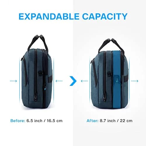 BAGSMART Expandable Laptop Bag 17.3 Inch Briefcase for Men & Women | Dark Blue, TSA Friendly thumbnail 3