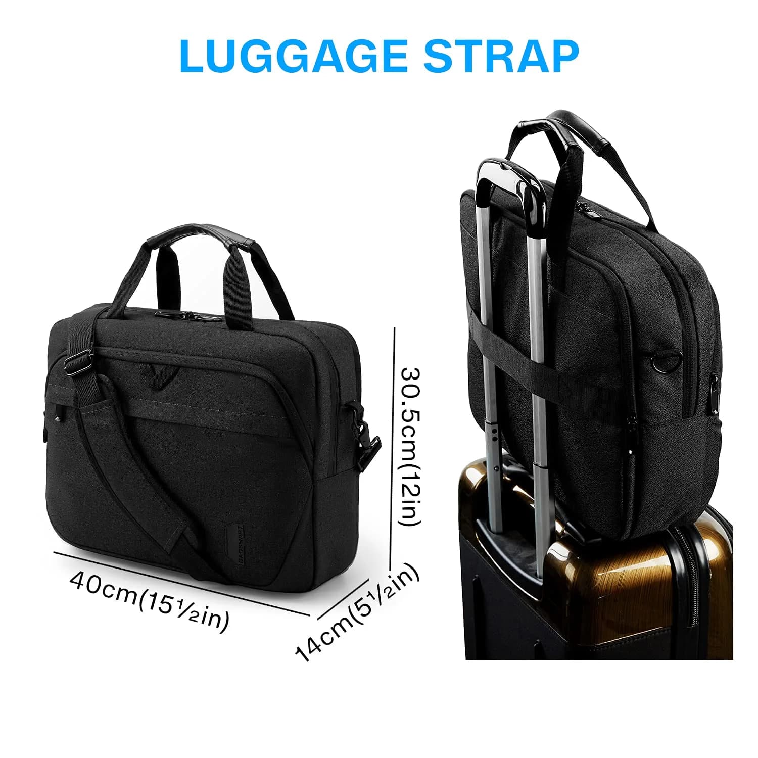 BAGSMART Laptop Bag 15.6 Inch Briefcase for Men & Women | Water-Repellent Work Bag with Lockable Zippers - view 6