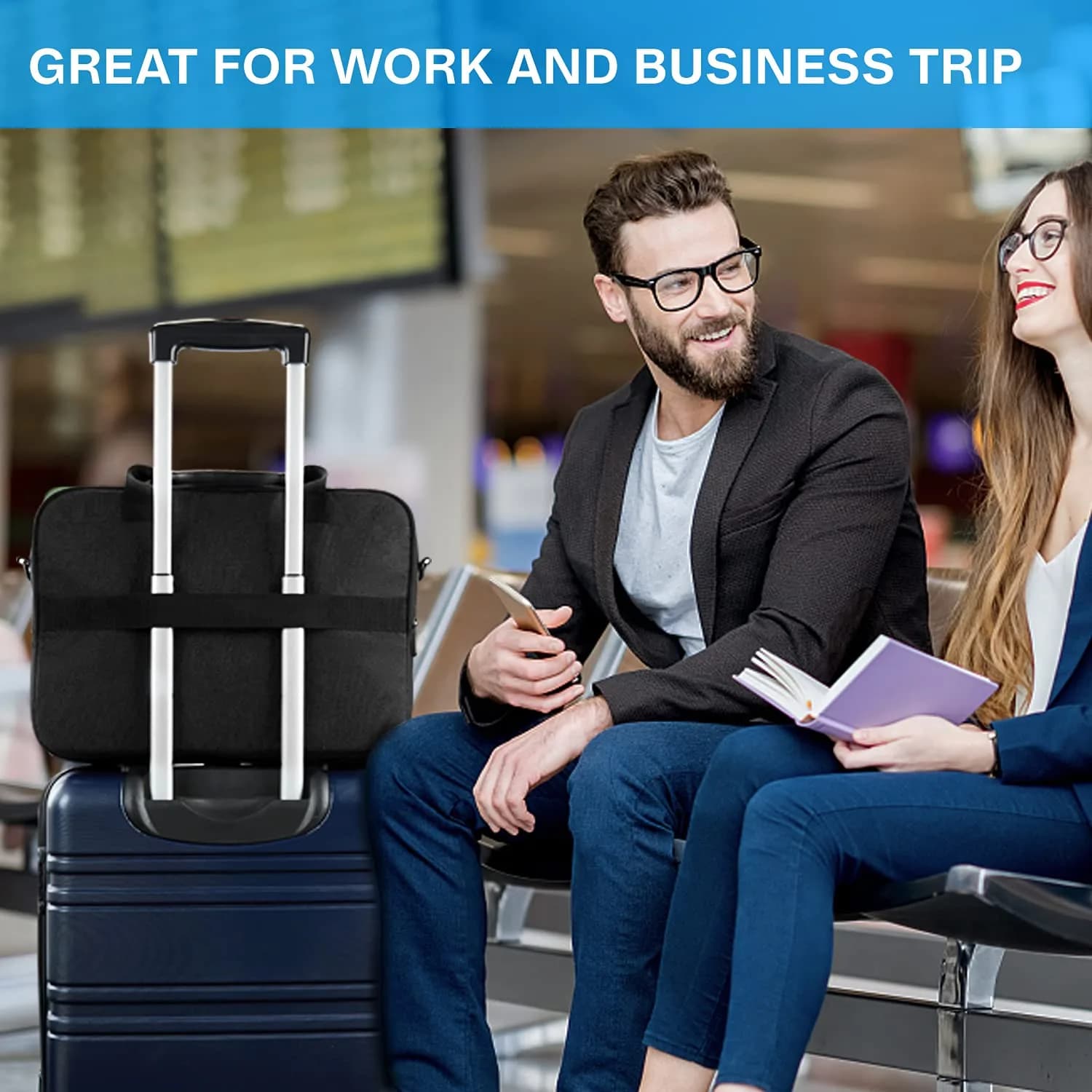BAGSMART Laptop Bag 15.6 Inch Briefcase for Men & Women | Water-Repellent Work Bag with Lockable Zippers - view 7