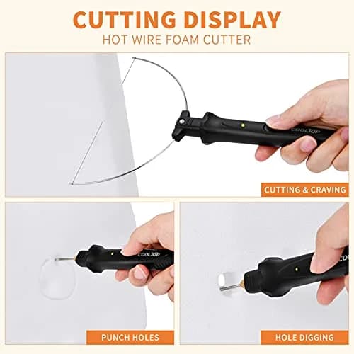 COOLTOP 18W Hot Wire Foam Cutter Kit with 3 Tips & Cleaning Pen | 6 inch (15cm) Stainless Steel Blade thumbnail 2