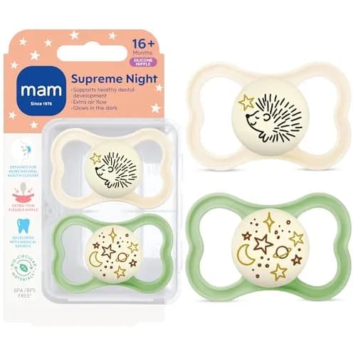 MAM Supreme Baby Pacifier 16+ Mths Premium Extra Thin Nipple 2 Pack | Supports Natural Oral Development thumbnail 1