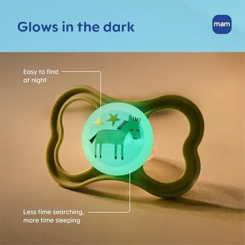 MAM Supreme Baby Pacifier 16+ Mths Glow-in-the-Dark 2-Pack | Developed with Orthodontists & Pediatric Dentists thumbnail 3