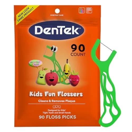 DenTek Kids Fun Flossers Wild Fruit Flavor 90 Count | ADA Accepted Floss Picks for Kids Ages 10 and Under thumbnail 1