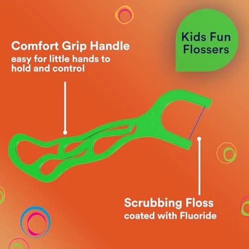 DenTek Kids Fun Flossers Wild Fruit Flavor 90 Count | ADA Accepted Floss Picks for Kids Ages 10 and Under thumbnail 4