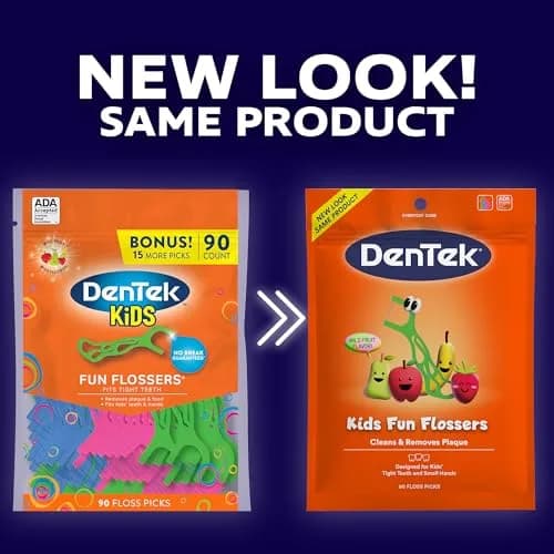 DenTek Kids Fun Flossers Wild Fruit Flavor 90 Count | ADA Accepted Floss Picks for Kids Ages 10 and Under thumbnail 2