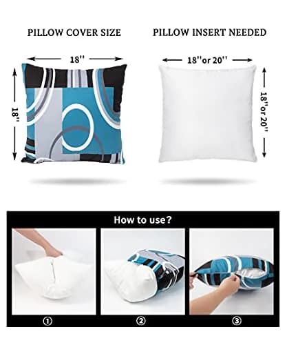 Asrnten Blue and Black Throw Pillow Covers 18x18 Inches (45x45 cm) Set of 4 | Modern Geometric Abstract Decor thumbnail 4