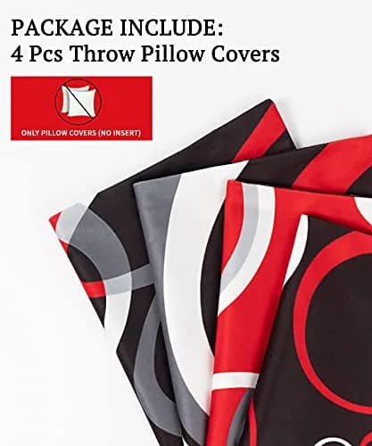 Asrnten Red and Black Abstract Geometric Throw Pillow Covers 45x45 cm (18x18 Inches) Set of 4 | Modern Decorative Cushion Cases for Sofa Couch thumbnail 5