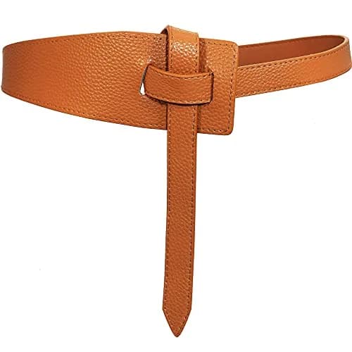 Glamorstar Women Leather Belts Vintage Irregular Waist Belt for Dresses Tie Knot Waistband Belt Brown 120CM/47.2IN | Adjustable Tie Closure thumbnail 1