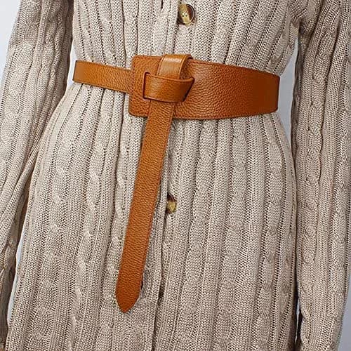 Glamorstar Women Leather Belts Vintage Irregular Waist Belt for Dresses Tie Knot Waistband Belt Brown 105cm thumbnail 6