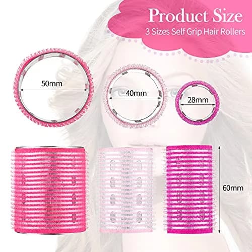 Willbond Self Grip Hair Rollers 37 pcs | Pink Series for Wavy & Curly Styles thumbnail 3