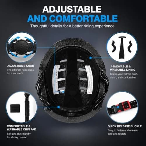 GTSBROS Adult Bike Helmet with Light - Adjustable Mountain & Road Cycling Helmet for Men Women | 56.5-59.5CM thumbnail 5