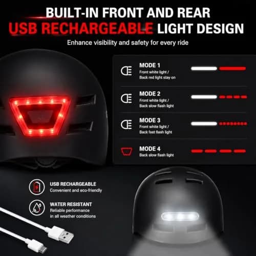 GTSBROS Adult Bike Helmet with Light - Adjustable Mountain & Road Cycling Helmet for Men Women | 56.5-59.5CM thumbnail 4