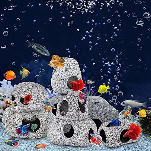 Ameliade Ceramic Betta Fish Tank Rock Cave Decor 9.5cm (3.74in) | Natural Stone Texture for Hiding & Breeding thumbnail 8