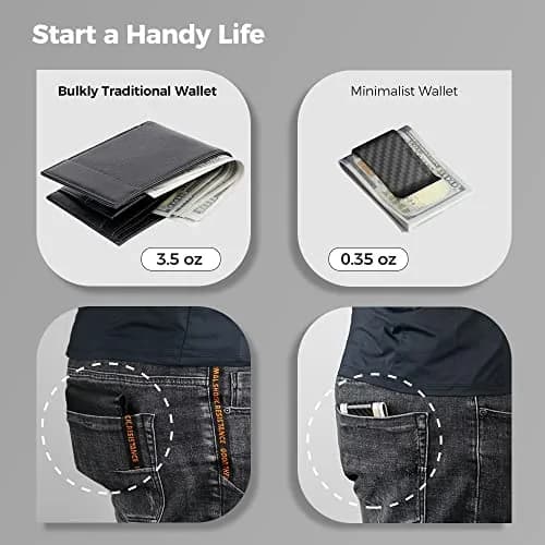 MONOCARBON Carbon Fiber Money Clip for Men | 2.8in (7.1cm) Slim Minimalist Wallet thumbnail 6