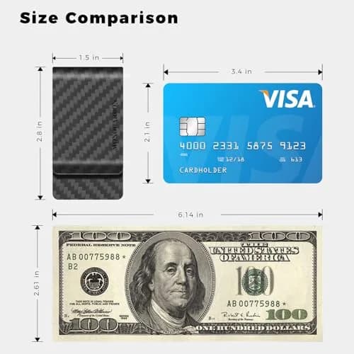 MONOCARBON Carbon Fiber Money Clip for Men | 2.8in (7.1cm) Slim Minimalist Wallet thumbnail 2