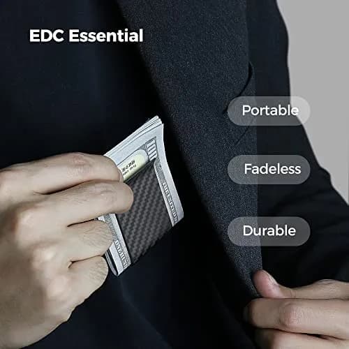 MONOCARBON Carbon Fiber Money Clip for Men | 2.8in (7.1cm) Slim Minimalist Wallet thumbnail 3