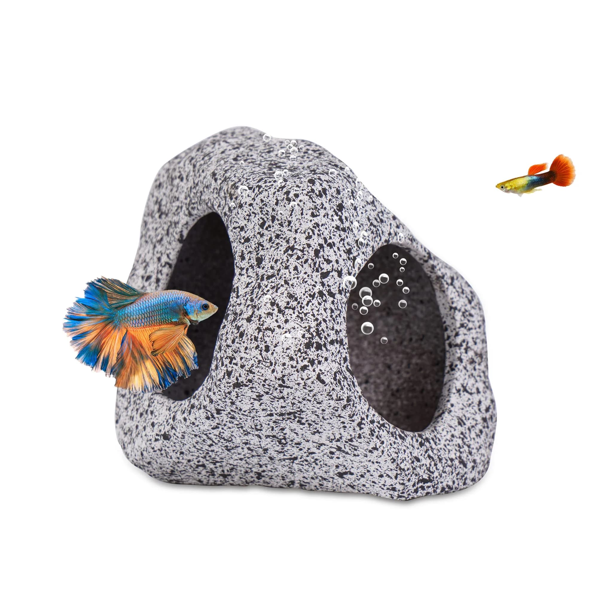 Ameliade Betta Fish Tank Rock Cave Decor Medium | Natural Ceramic Hideaway for Betta, Shrimp, Small Fish - main product image