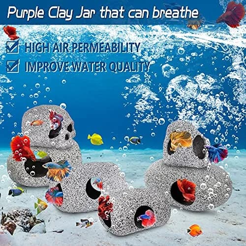 Ameliade Betta Fish Tank Rock Cave Decor Medium | Natural Ceramic Hideaway for Betta, Shrimp, Small Fish thumbnail 6
