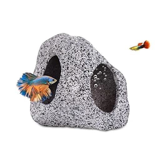 Ameliade Betta Fish Tank Rock Cave Decor Medium | Natural Ceramic Hideaway for Betta, Shrimp, Small Fish thumbnail 1
