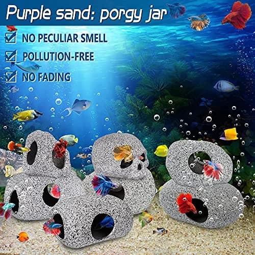 Ameliade Betta Fish Tank Rock Cave Decor Medium | Natural Ceramic Hideaway for Betta, Shrimp, Small Fish thumbnail 7