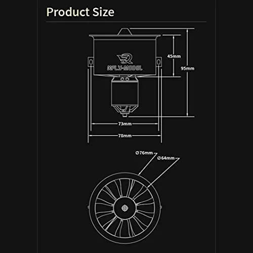 XFLY-MODEL 64mm 12 Blades EDF Ducted Fan with 4S 2840-KV3200 Brushless Outrunner Motor | High Thrust RC Jet Aircraft Part thumbnail 7