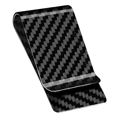 MONOCARCAR Carbon Fiber Money Clip Wallet for Men - Minimalist Money Holder - Strong Elastic Clip for Cash, Slim and Durable (Twill Glossy Black) thumbnail 1