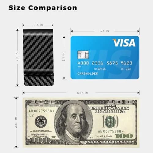 MONOCARCAR Carbon Fiber Money Clip Wallet for Men - Minimalist Money Holder - Strong Elastic Clip for Cash, Slim and Durable (Twill Glossy Black) thumbnail 2