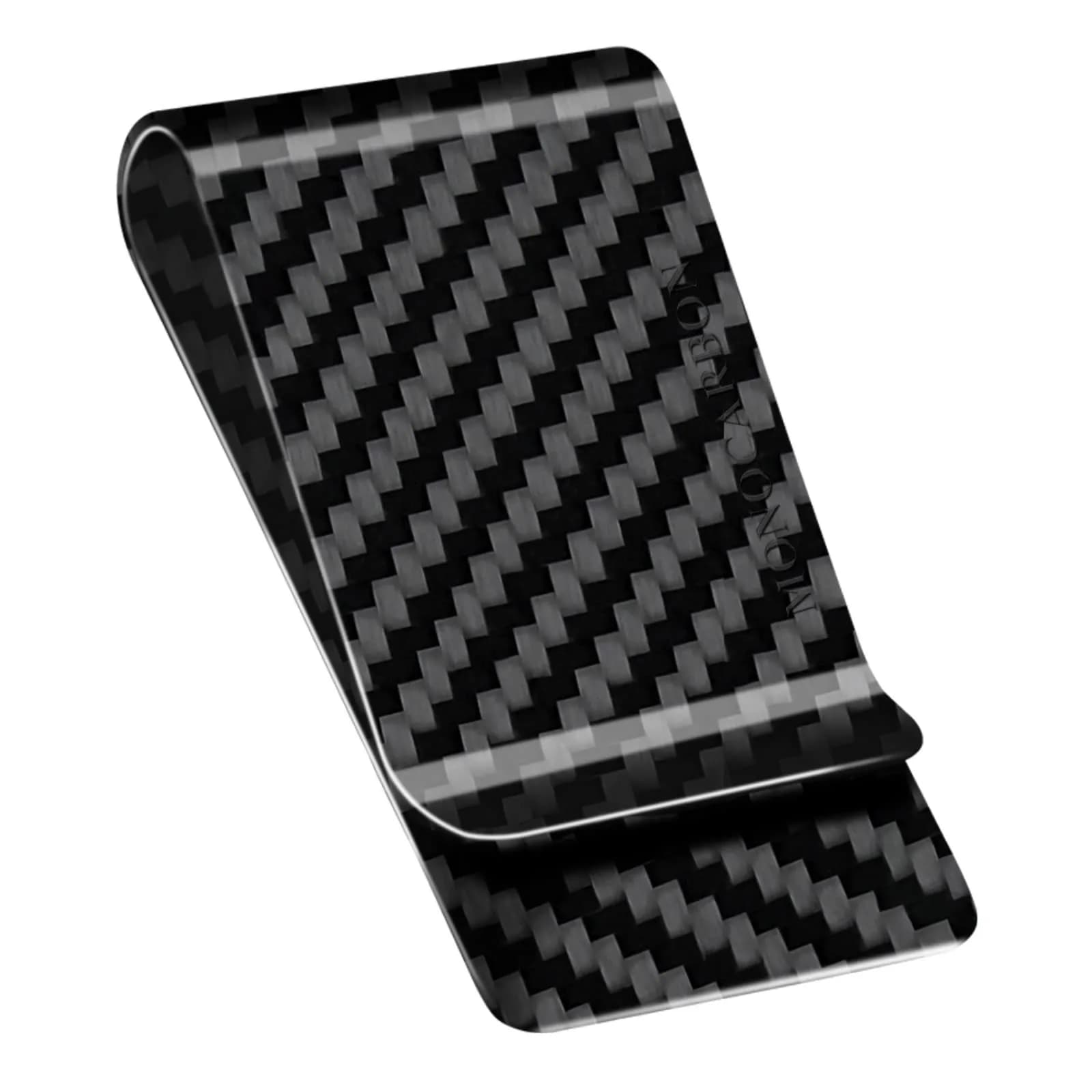 MONOCARCAR Carbon Fiber Money Clip Wallet for Men - Minimalist Money Holder - Strong Elastic Clip for Cash, Slim and Durable (Twill Glossy Black) - main product image