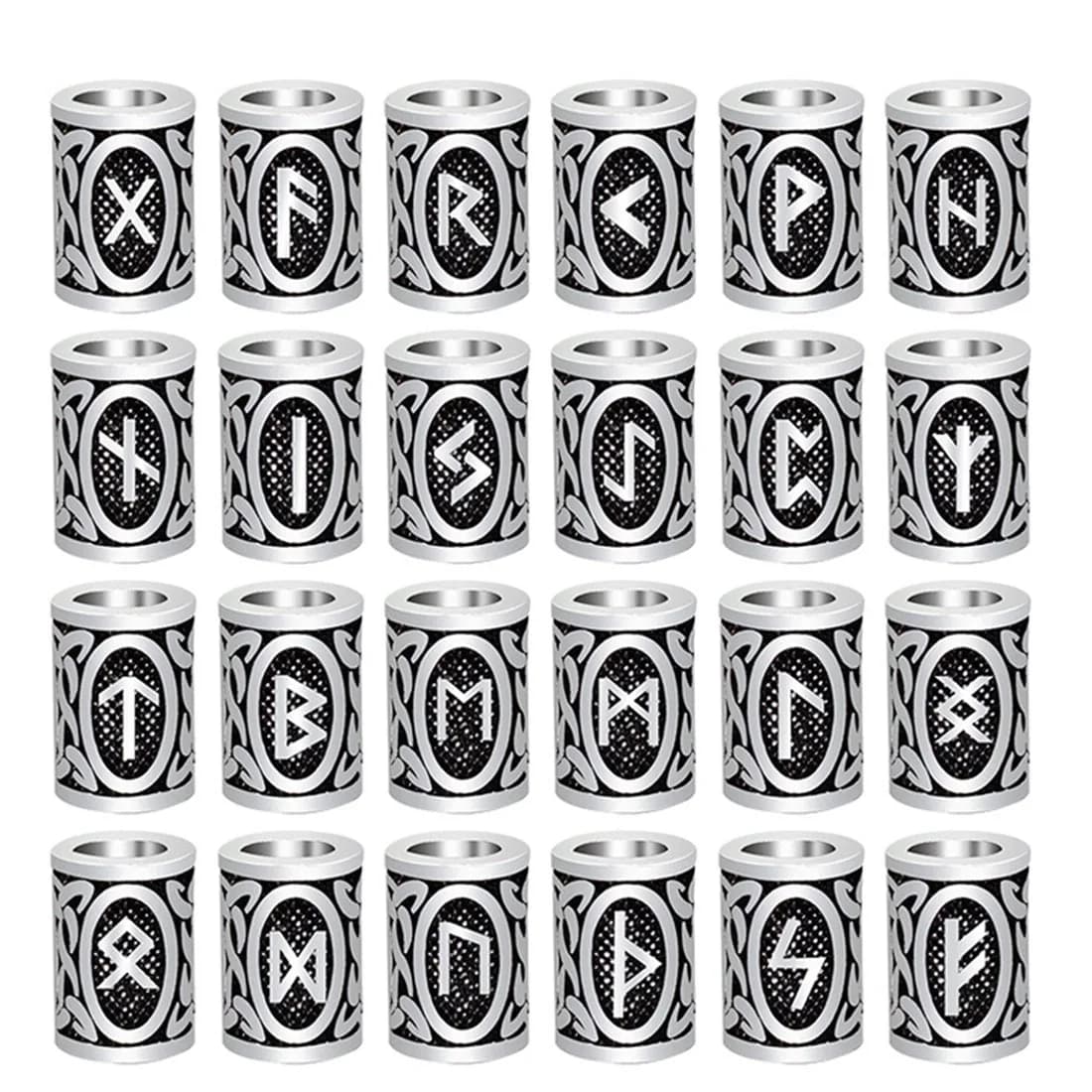 Modpion 110Pcs Antique Silver Viking Runes Hair Beard Beads for DIY Bracelets & Necklaces (STYLE3) - view 4