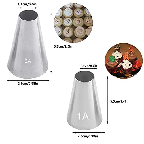 Bmaacye Large Piping Tips Set for Cake Cupcake Decorating | 5 Stainless Steel Nozzles for Creative Frosting (70-120 chars) thumbnail 4