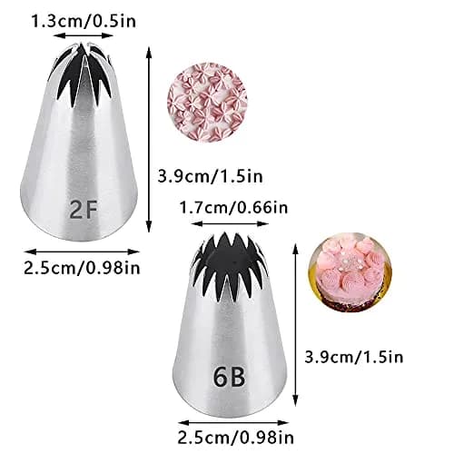 Bmaacye Large Icing Piping Tips Set for Cake Decorating,6 Tips | Stainless Steel Nozzles for Cake & Cookie Art thumbnail 3